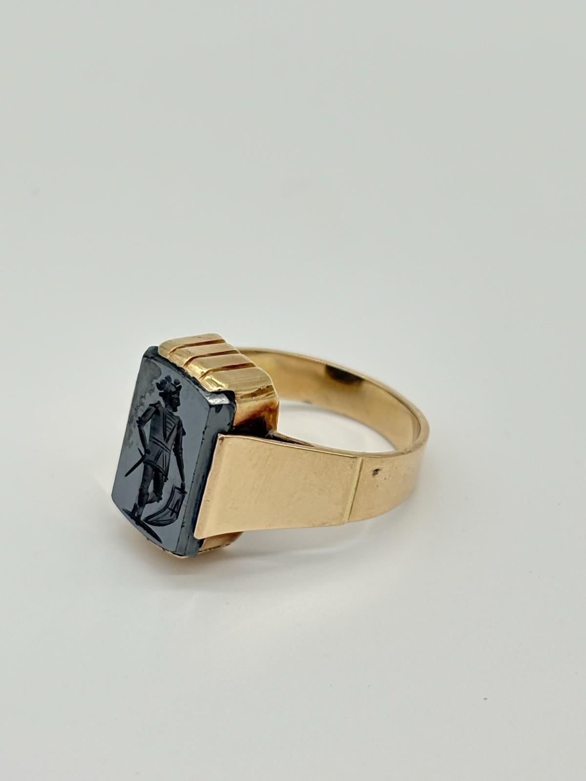 Siegelring aus 585er Gold mit Hämatit - Intaglio ca 6,4g - Ludowinger