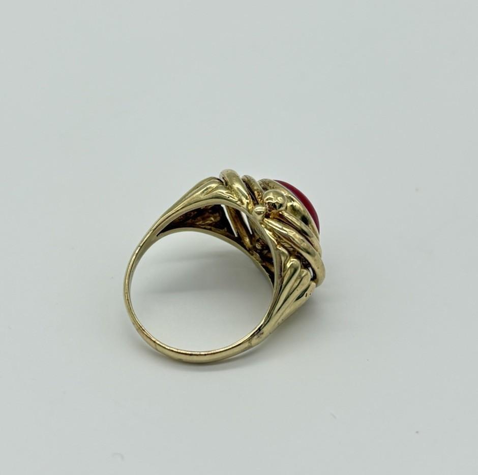 Goldring 585 14K mit roter Koralle - Ludowinger