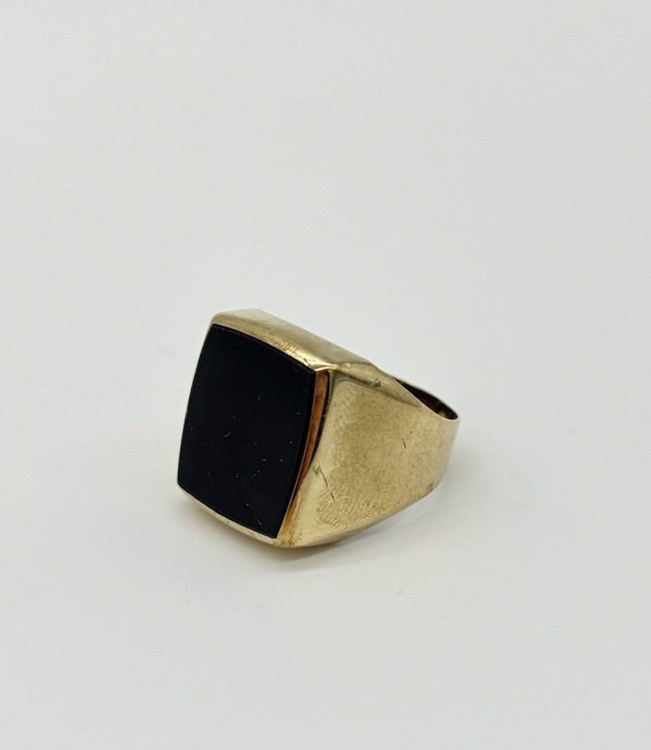 Herrenring aus 333/000 8k Gold mit Onyx - Platte - Ludowinger