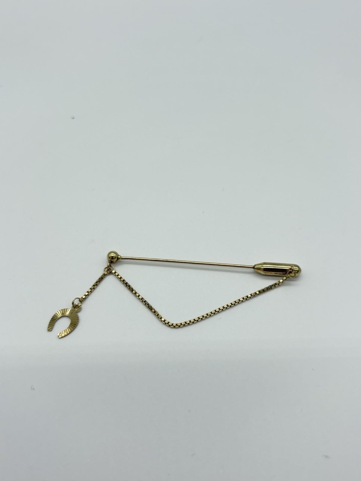 Hübsche Anstecknadel aus 333er 8k Gold mit einem Hufeisen, L 5,5 cm - Ludowinger