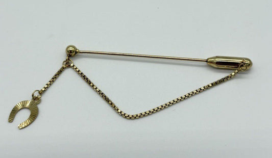 Hübsche Anstecknadel aus 333er 8k Gold mit einem Hufeisen, L 5,5 cm - Ludowinger