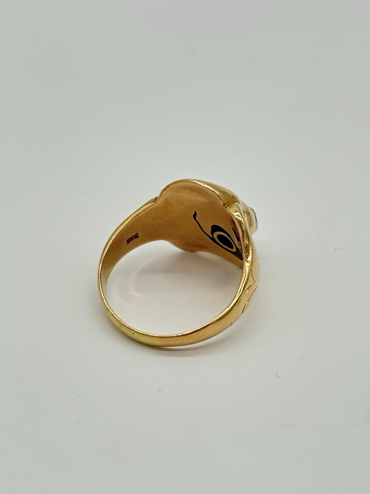 Imposanter Herrenring aus 585er 14k Gold in Drachenform mit einem Diamanten - Ludowinger