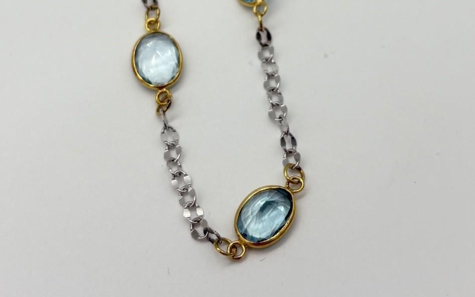 Luxuriöses Armband aus 750er 18k Gold mit Aquamarinen - Ludowinger