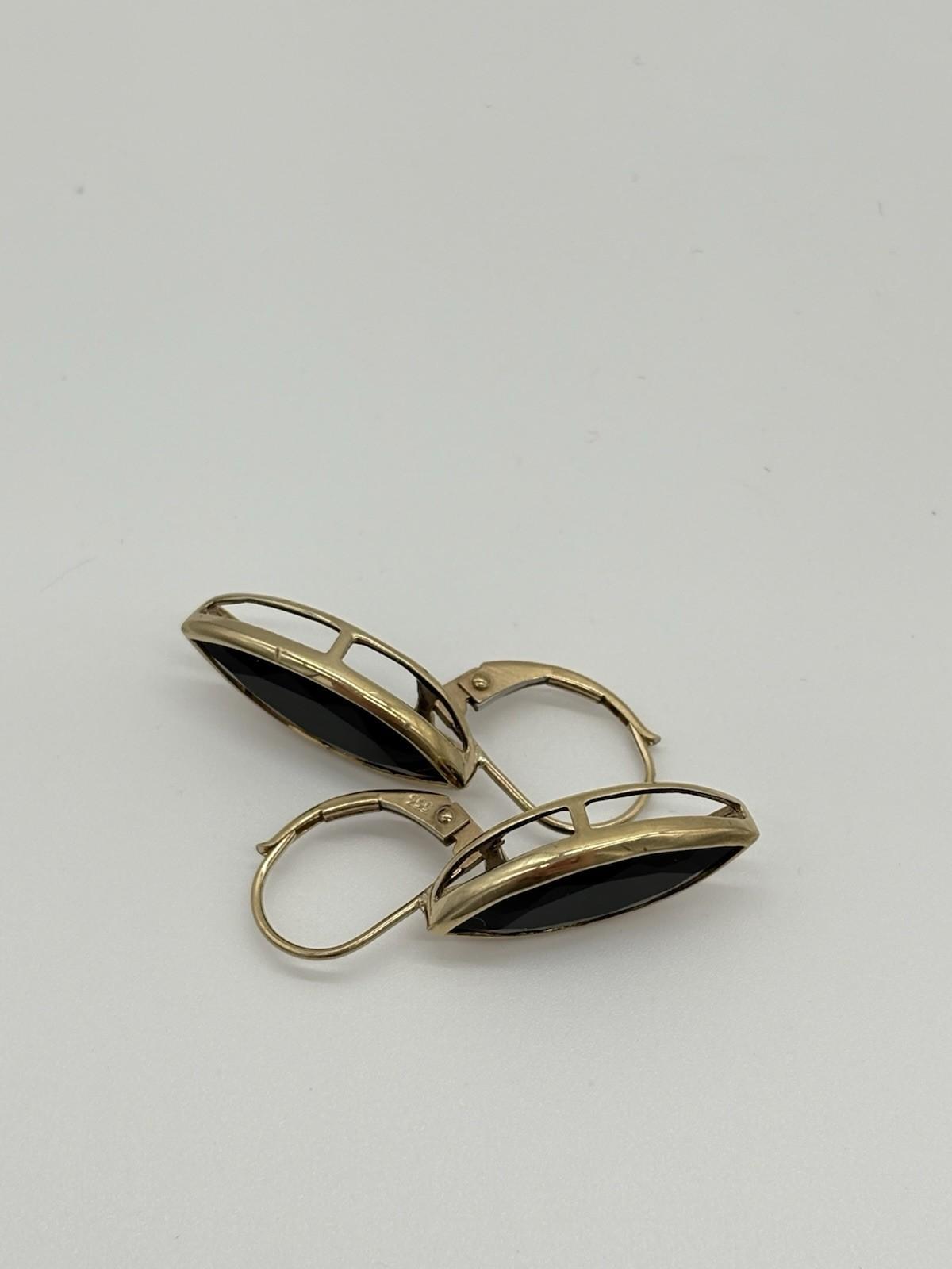 Ohrringe aus 333er Gold mit Onyx - Edelstein - Ludowinger