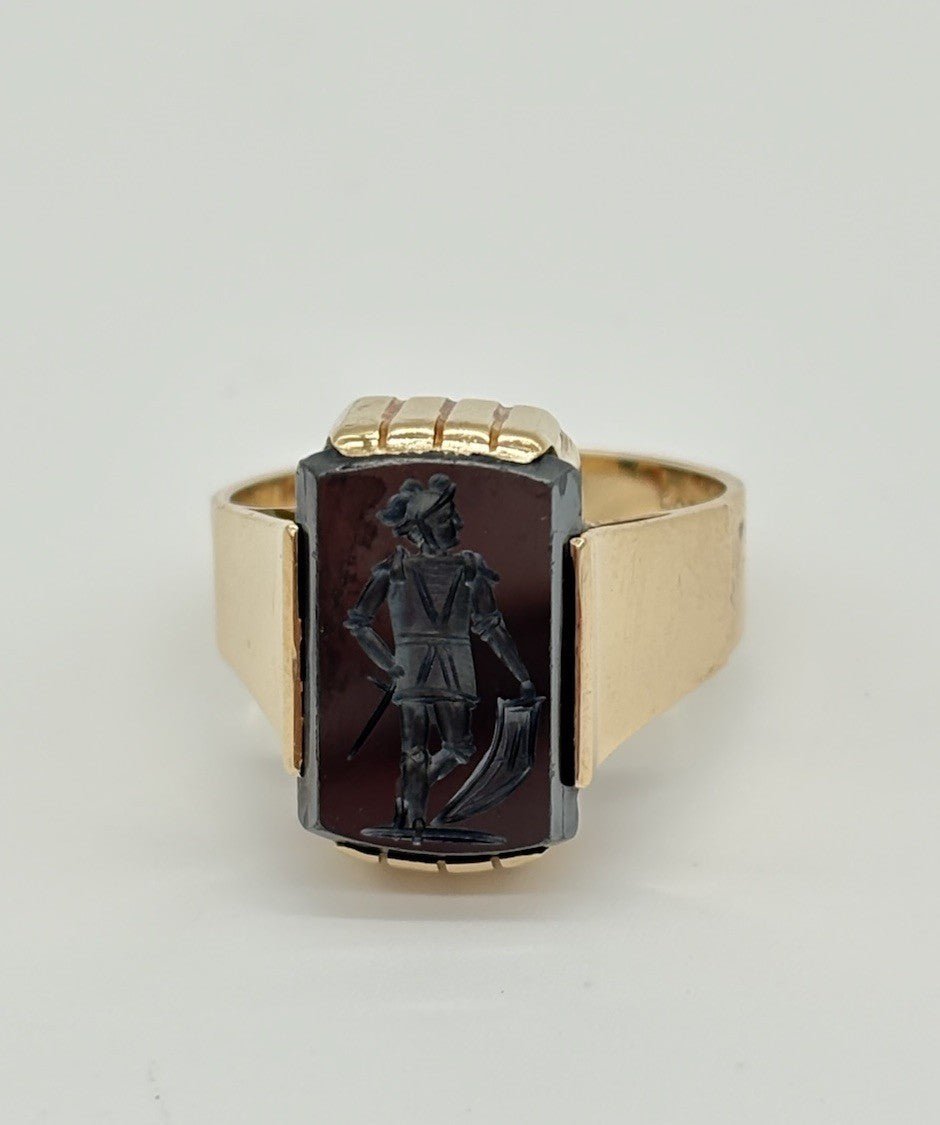 Siegelring aus 585er Gold mit Hämatit - Intaglio ca 6,4g - Ludowinger